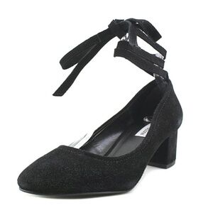 Steve Madden Black‎ Suede Ankle Wrap Pointed Toe Block Heel Pumps